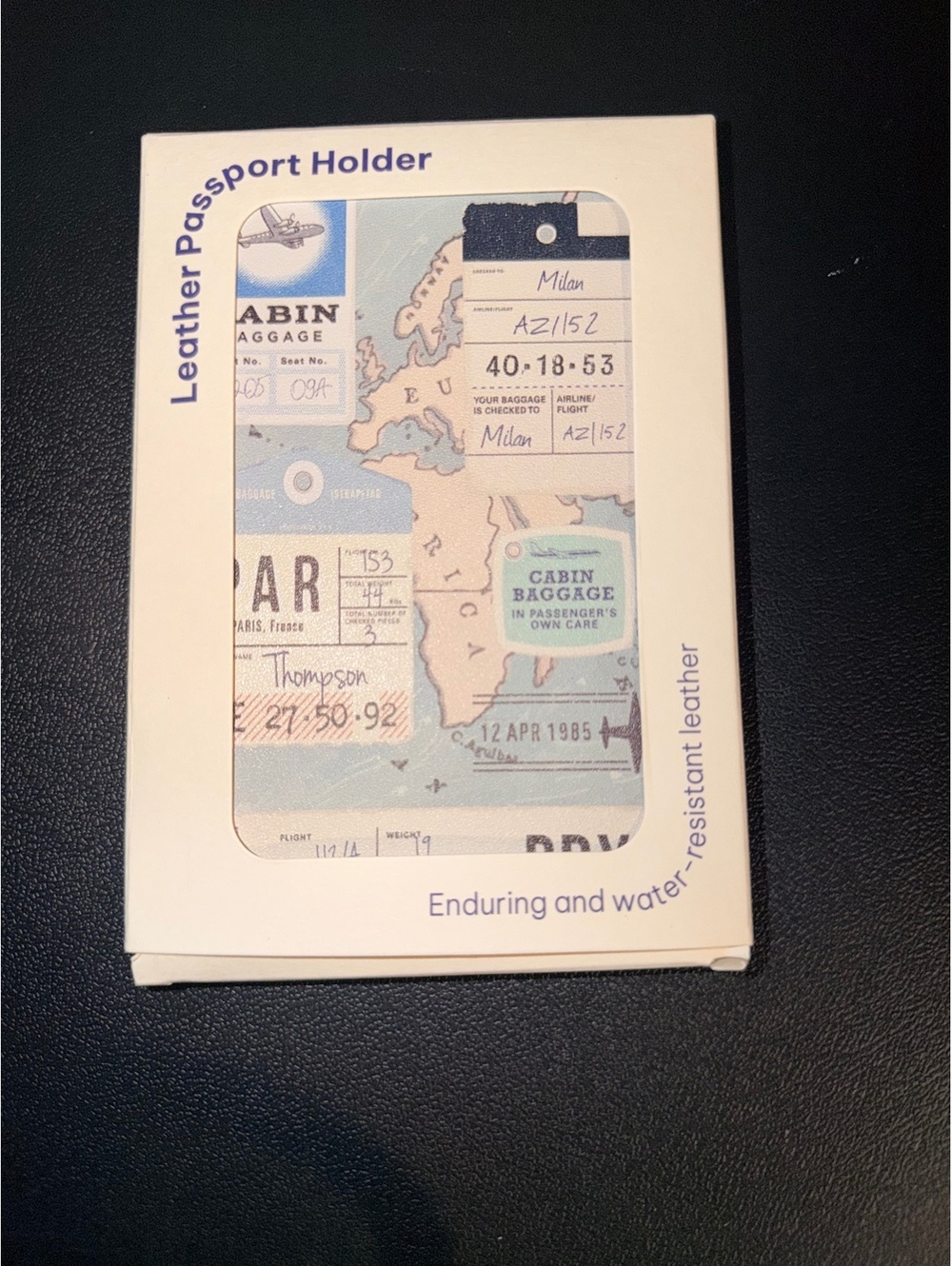 Zokusai Leather Passport Holder with Vintage Map Design